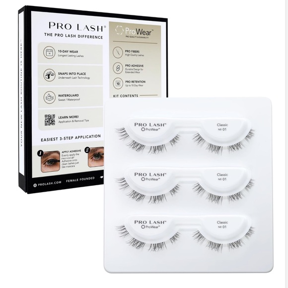 NIB Pro Lash ProWear Professionally Styled Lash Clusters- Classic No. 01 - Black